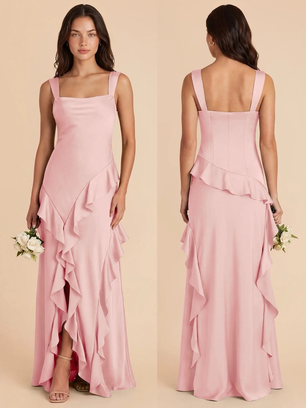 NWT Birdy Grey Jana Matte Satin Maxi Dress Fondant Pink